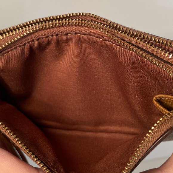 Coach Signature Coated Logo Double Zip Wallet Wristlet - Picture 6 of 8